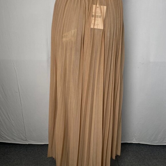 NEW RONNY KOBO Women's Mori Pleated Chiffon Midi Skirt Latte Beige Size M - Picture 7 of 10